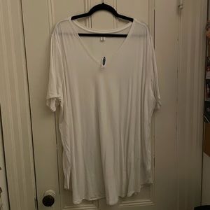 White shirt sleeve v-neck